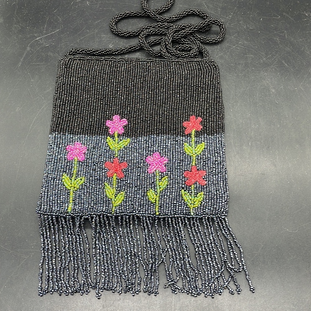 Black & Blue beaded crossover bag - Picture 2 of 3